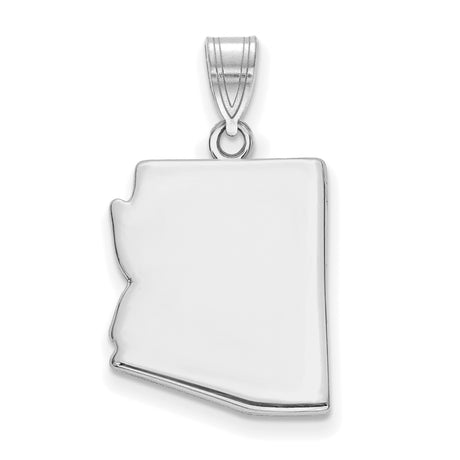 Polished Arizona State Shaped Charm Pendant in Real 14k White Gold