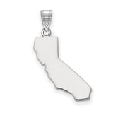 14k White Gold California State Pendant, Polished Outline Charm, Minimalist Travel Keepsake Jewelry