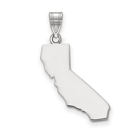 14k White Gold California State Pendant, Polished Outline Charm, Minimalist Travel Keepsake Jewelry