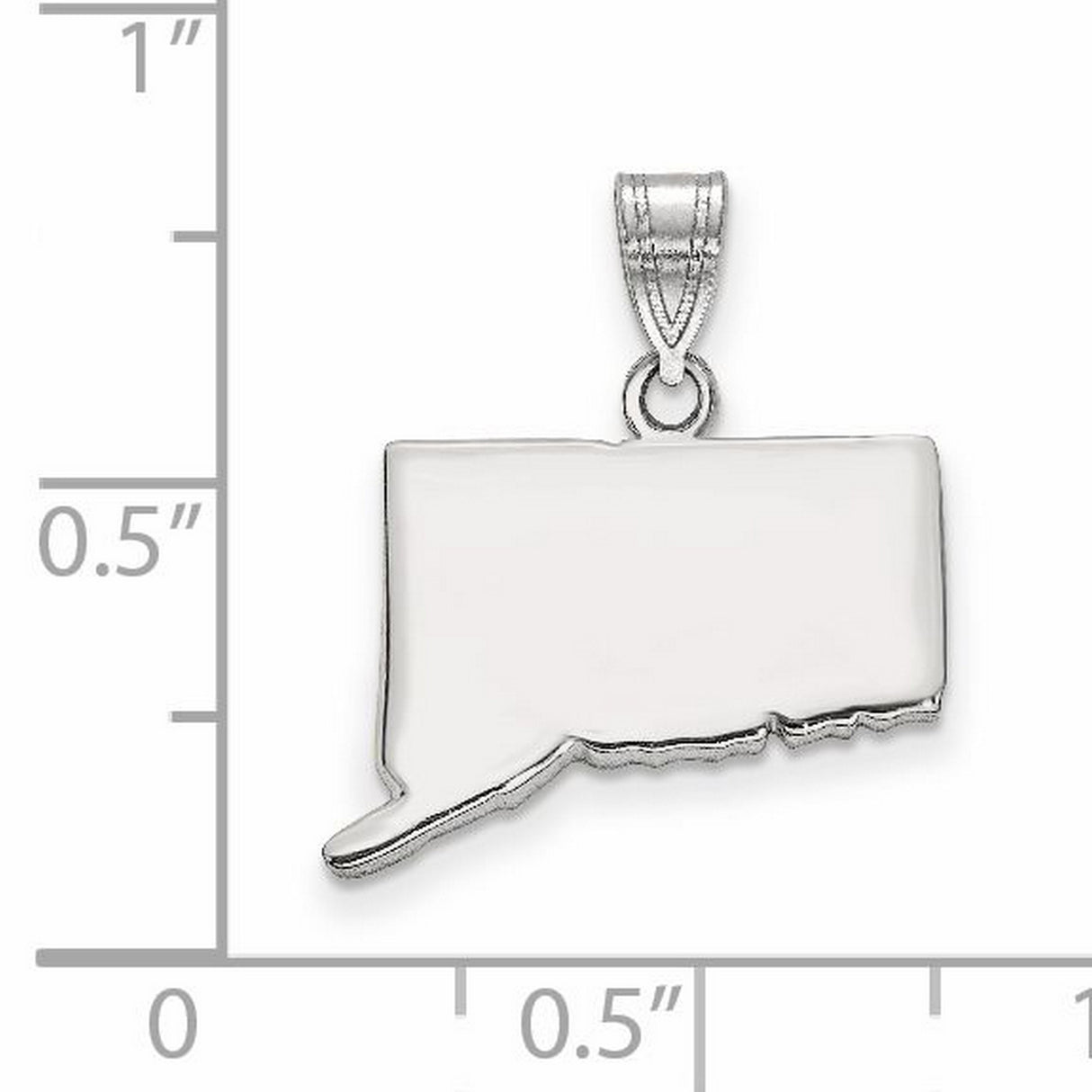 14k White Gold Connecticut State Pendant, Polished Map Outline Charm, Minimalist Travel Keepsake