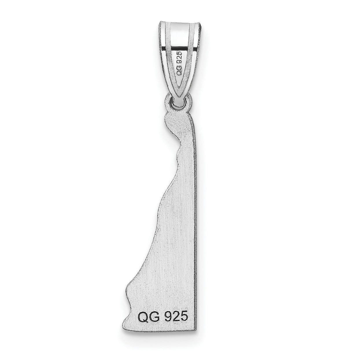 Polished Delaware State Shaped Charm Pendant in Real 14k White Gold