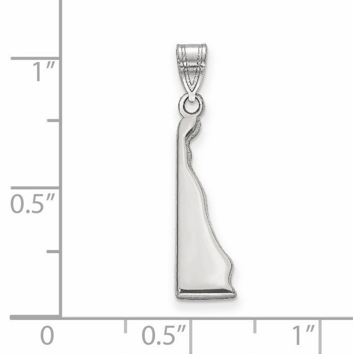 Polished Delaware State Shaped Charm Pendant in Real 14k White Gold