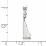 Polished Delaware State Shaped Charm Pendant in Real 14k White Gold