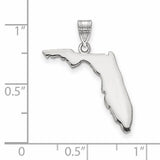 Polished Florida State Shaped Charm Pendant in Real 14k White Gold