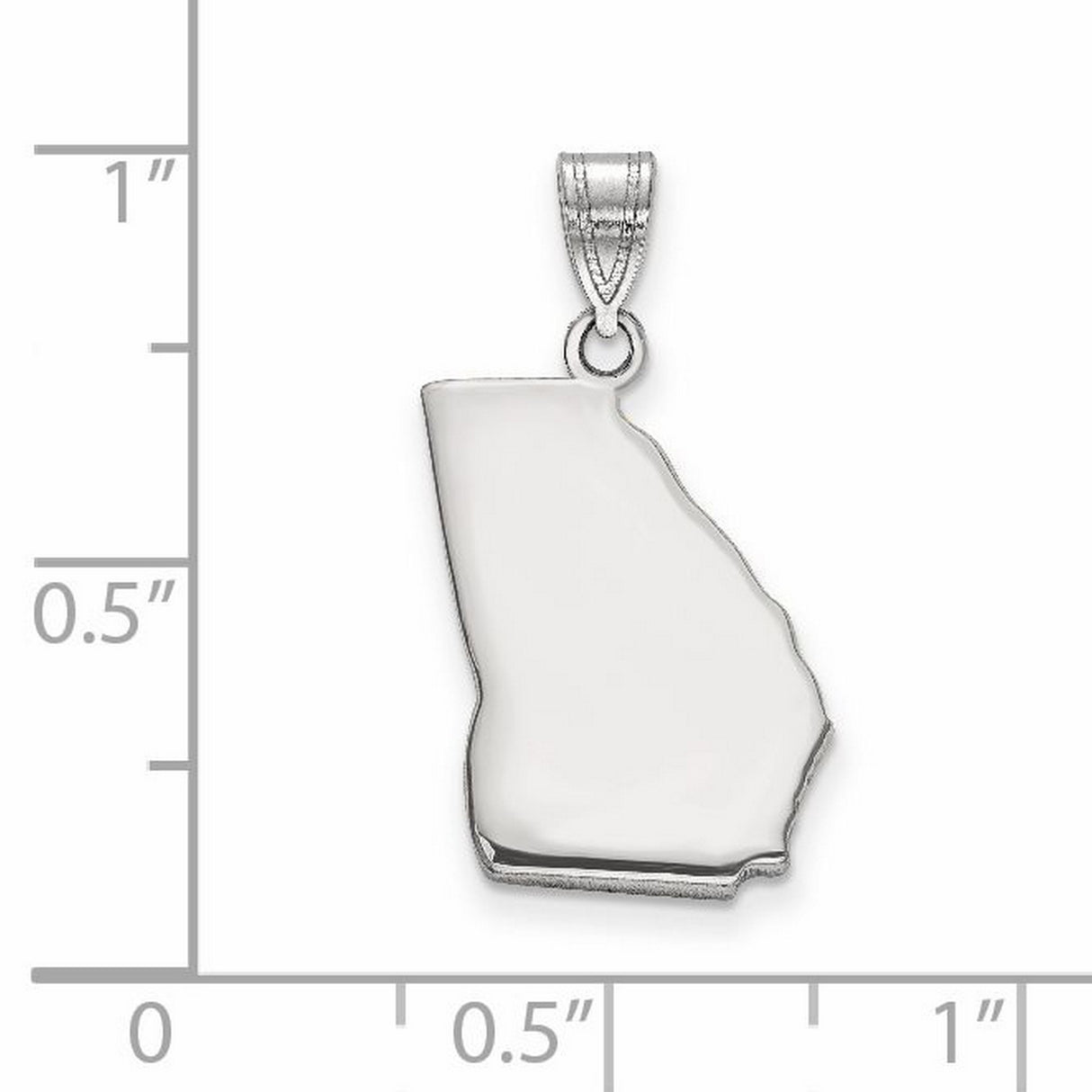 14k White Gold Georgia State Pendant, Polished Map Outline Charm, Southern Pride Jewelry
