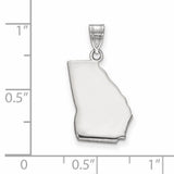 14k White Gold Georgia State Pendant, Polished Map Outline Charm, Southern Pride Jewelry