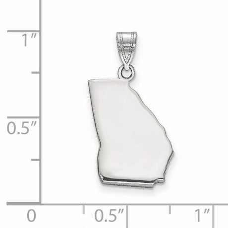 14k White Gold Georgia State Pendant, Polished Map Outline Charm, Southern Pride Jewelry