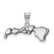 Polished Hawaii State Shaped Charm Pendant in Real 14k White Gold
