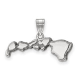 Polished Hawaii State Shaped Charm Pendant in Real 14k White Gold