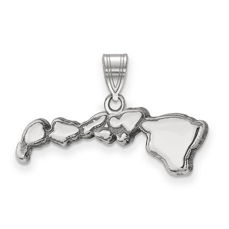 Polished Hawaii State Shaped Charm Pendant in Real 14k White Gold