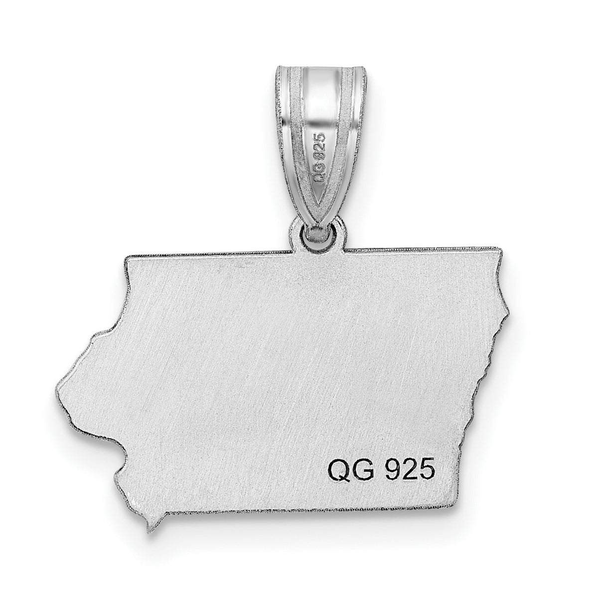 14k White Gold Iowa State Pendant, Polished Map Outline Charm, Minimalist Travel Jewelry