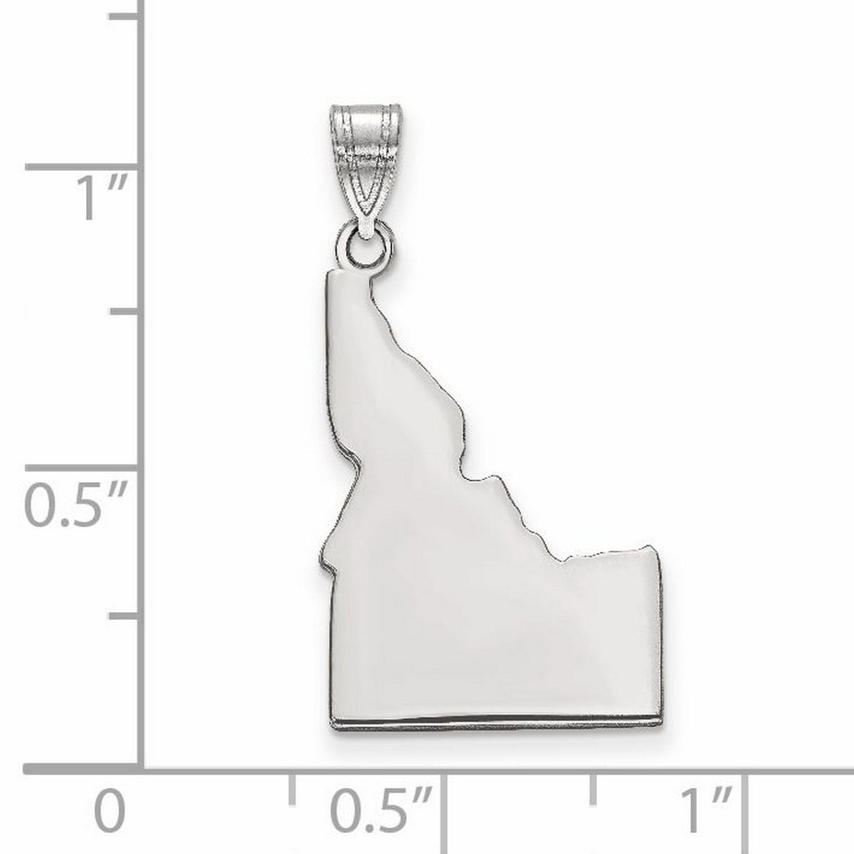 Polished Idaho State Shaped Charm Pendant in Real 14k White Gold