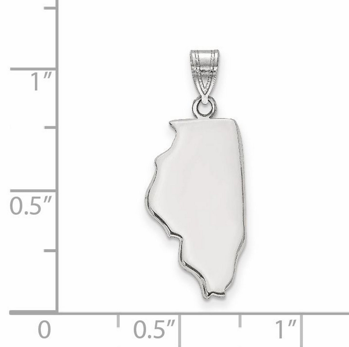 Polished Illinois State Shaped Charm Pendant in Real 14k White Gold