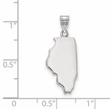 Polished Illinois State Shaped Charm Pendant in Real 14k White Gold