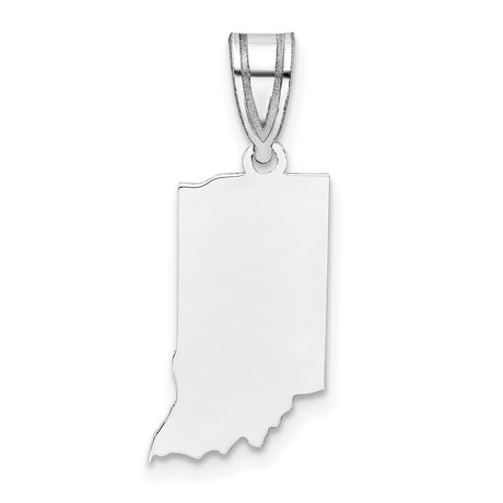 14k White Gold Indiana State Pendant, Minimalist USA Map Charm for Women or Unisex Wear