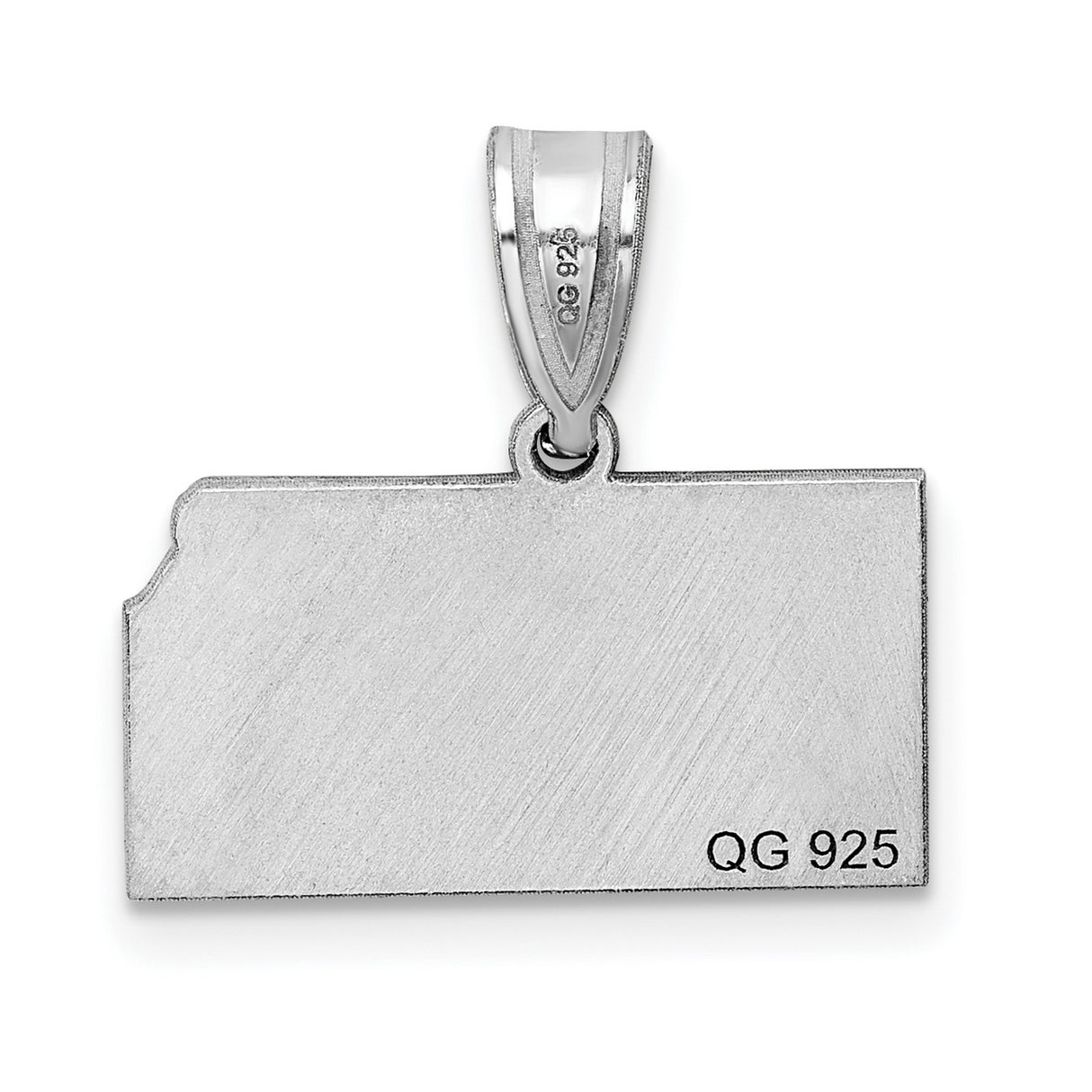 Polished Kansas State Shaped Charm Pendant in Real 14k White Gold