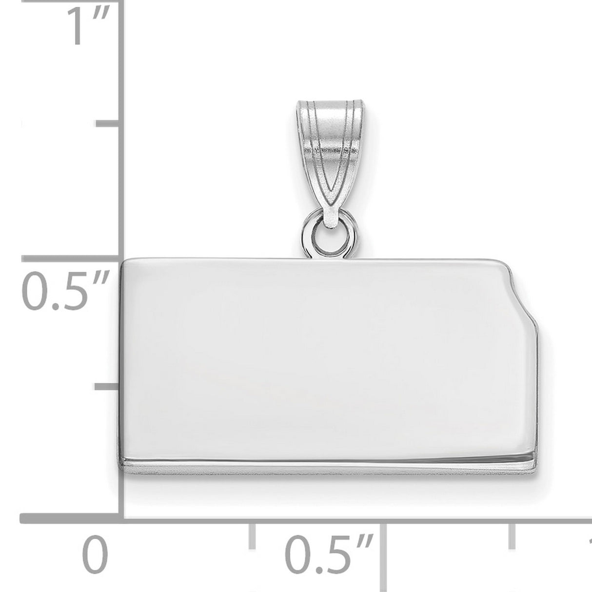 Polished Kansas State Shaped Charm Pendant in Real 14k White Gold