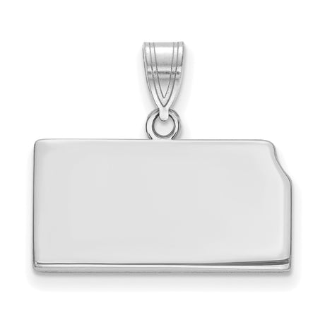 Polished Kansas State Shaped Charm Pendant in Real 14k White Gold