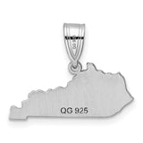 Polished Kentucky State Shaped Charm Pendant in Real 14k White Gold