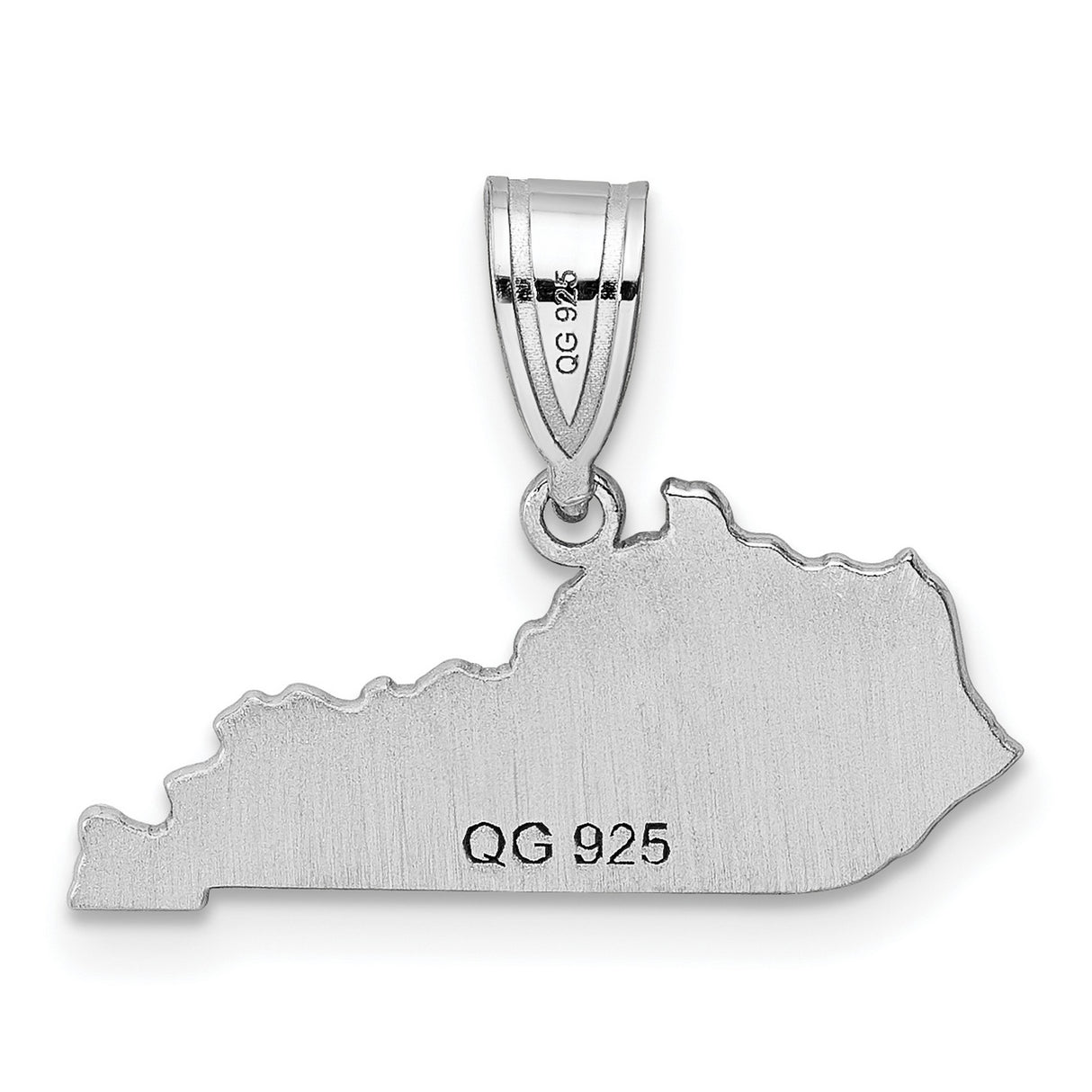 Polished Kentucky State Shaped Charm Pendant in Real 925 Sterling Silver