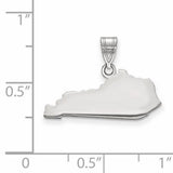 Polished Kentucky State Shaped Charm Pendant in Real 14k White Gold