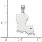 Polished Louisiana State Shaped Charm Pendant in Real 14k White Gold