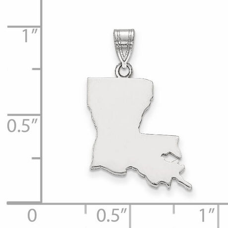 Polished Louisiana State Shaped Charm Pendant in Real 14k White Gold