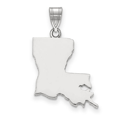 Polished Louisiana State Shaped Charm Pendant in Real 14k White Gold
