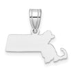 Polished Massachusetts State Shaped Charm Pendant in Real 14k White Gold