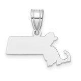 Polished Massachusetts State Shaped Charm Pendant in Real 14k White Gold