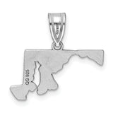 Polished Maryland State Shaped Charm Pendant in Real 14k White Gold