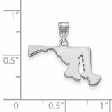 Polished Maryland State Shaped Charm Pendant in Real 14k White Gold