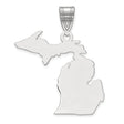 14k White Gold Michigan State Pendant with Upper and Lower Peninsula Outline Map Design