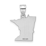 14k White Gold Minnesota State Pendant, Polished USA Map Charm for Women and Men