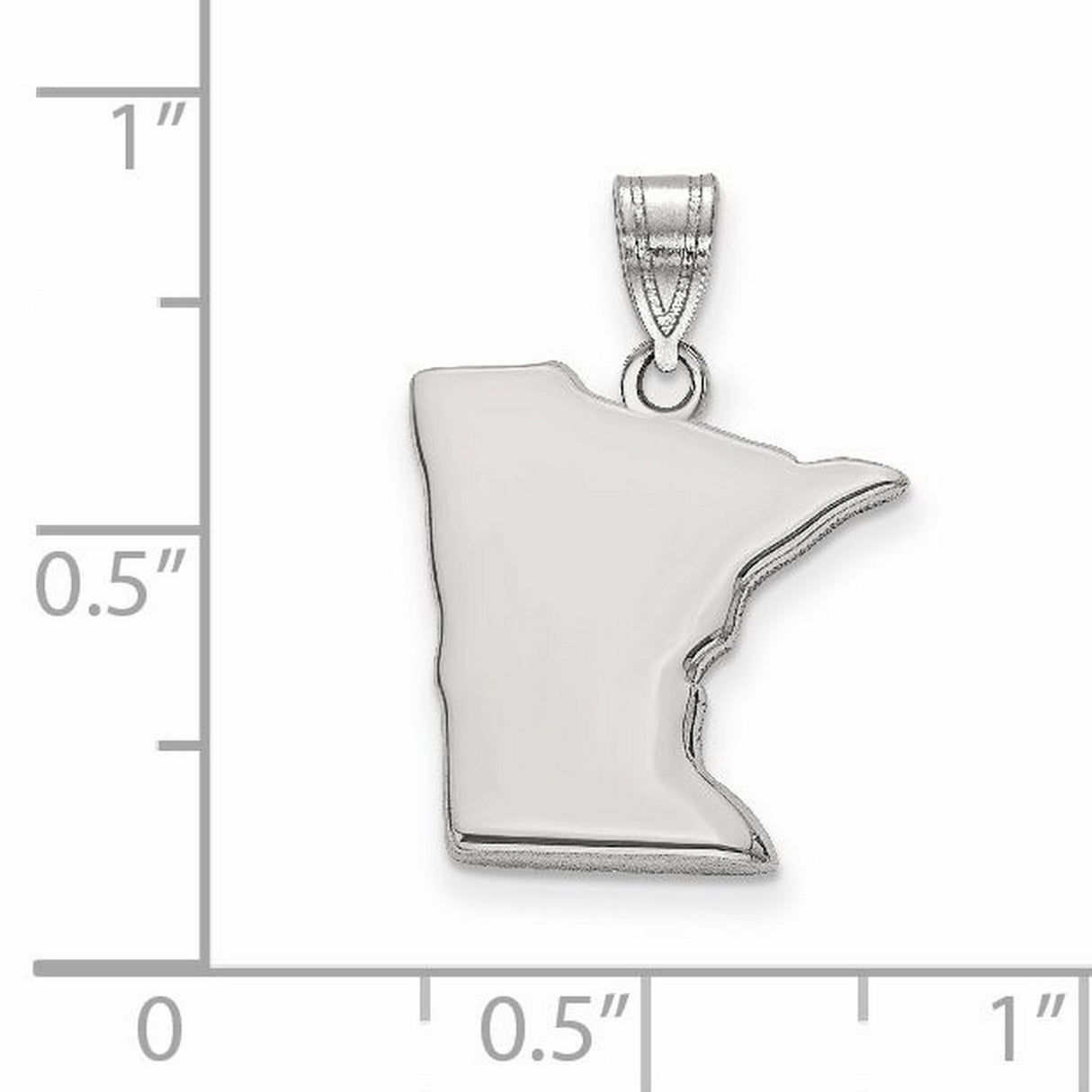 14k White Gold Minnesota State Pendant, Polished USA Map Charm for Women and Men