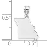 Polished Missouri State Shaped Charm Pendant in Real 14k White Gold