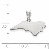 14k White Gold North Carolina State Outline Pendant, Polished Minimalist Charm for Women or Unisex Wear
