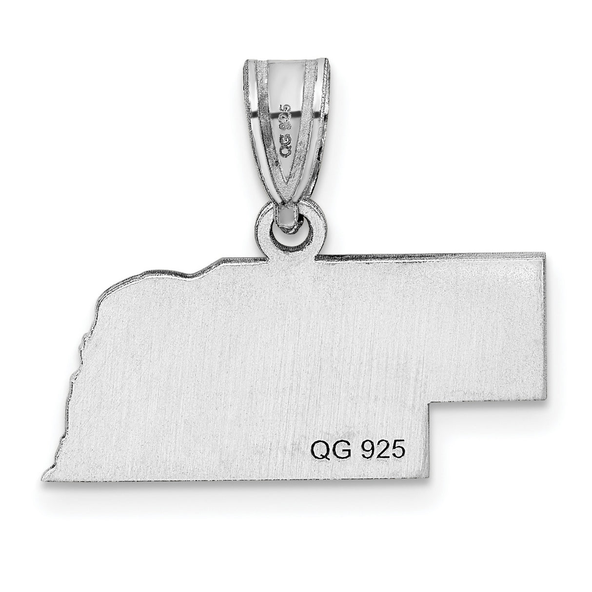 Nebraska State Charm Pendant in Real 14k White Gold