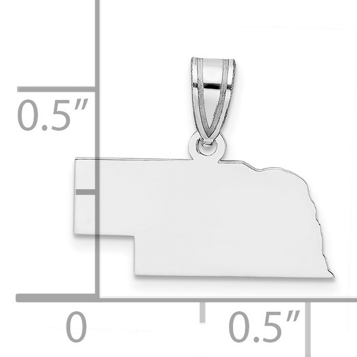 Nebraska State Charm Pendant in Real 14k White Gold