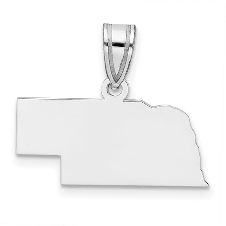 Nebraska State Charm Pendant in Real 14k White Gold