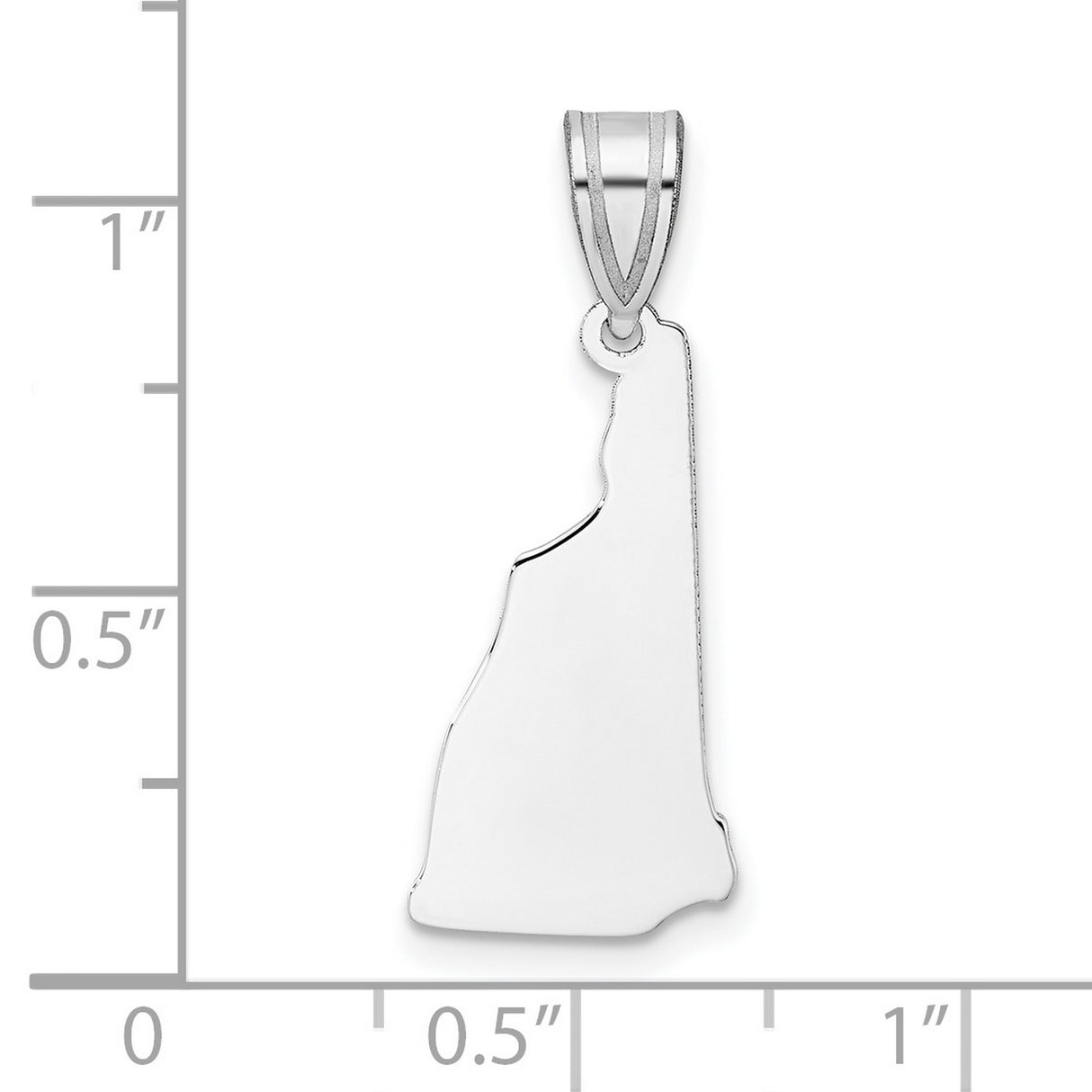 New Hampshire State Charm Pendant in Real 14k White Gold