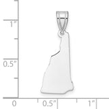 New Hampshire State Charm Pendant in Real 14k White Gold