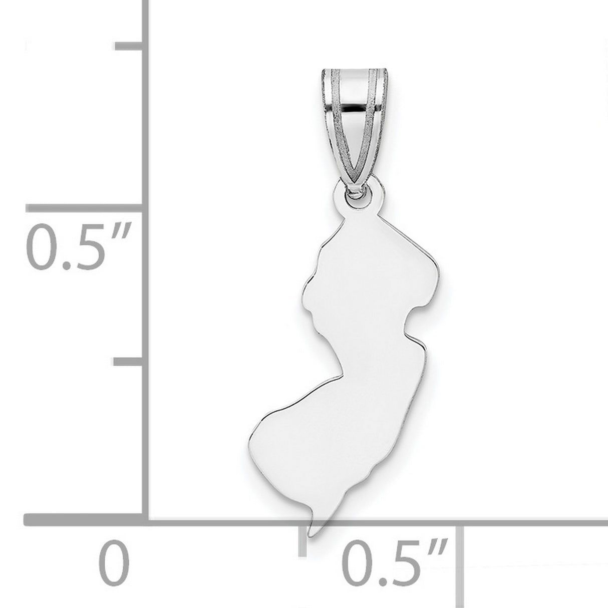 New Jersey State Charm Pendant in Real 14k White Gold