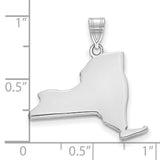 14k White Gold New York Outline Pendant, Minimalist State Map Charm, Unisex Travel Keepsake
