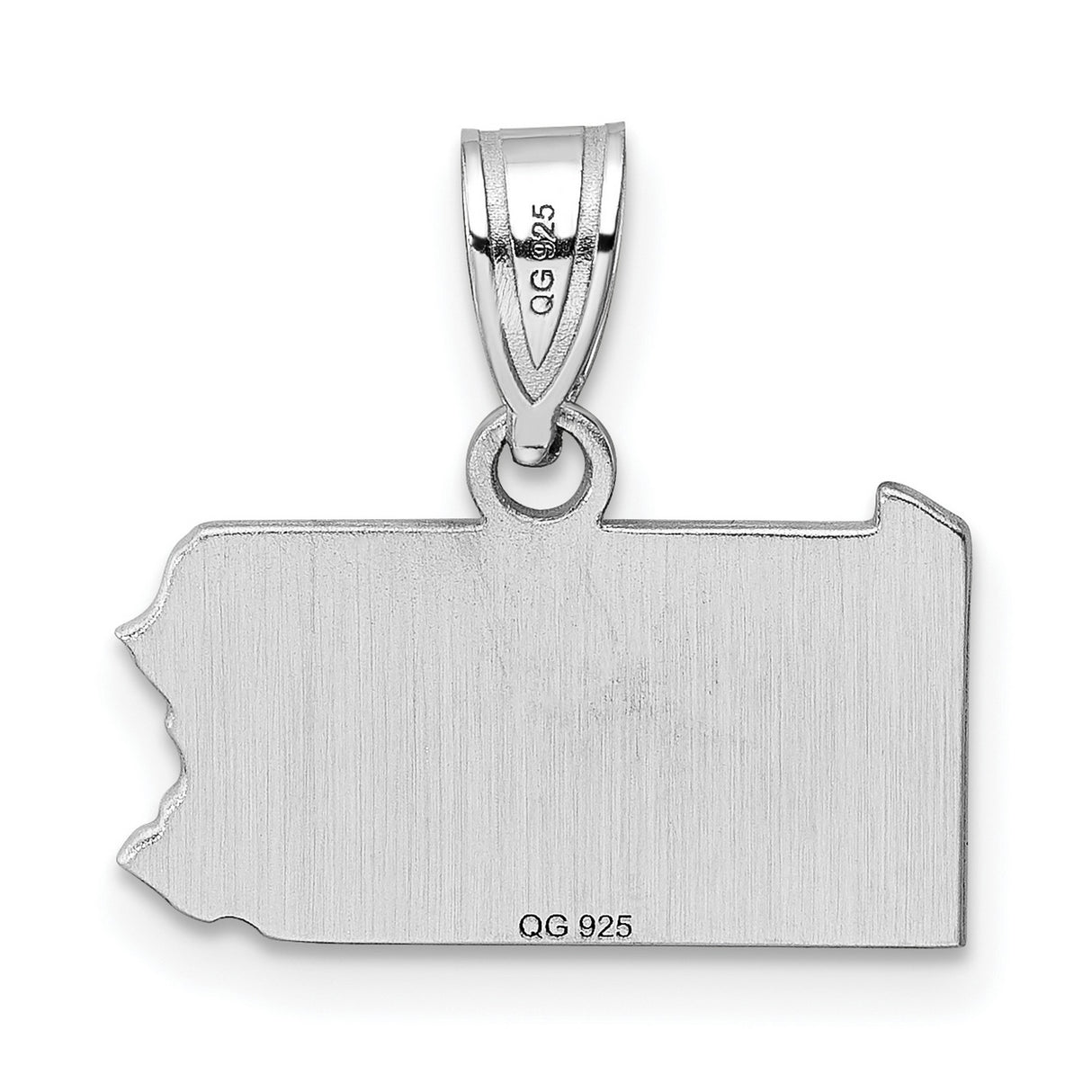 Sterling Silver Pennsylvania State Pendant, Polished Outline Map Charm for Women or Unisex Wear