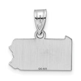 Sterling Silver Pennsylvania State Pendant, Polished Outline Map Charm for Women or Unisex Wear