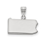 Sterling Silver Pennsylvania State Pendant, Polished Outline Map Charm for Women or Unisex Wear