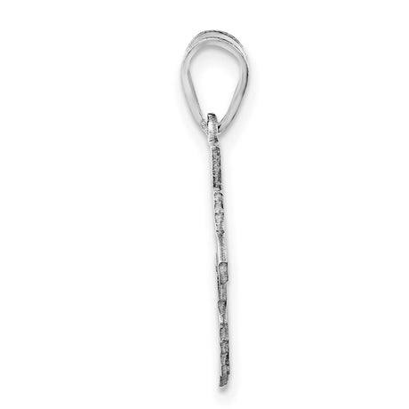 Rhode Island State Charm Pendant in Real 14k White Gold