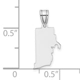 Rhode Island State Charm Pendant in Real 14k White Gold