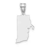 Rhode Island State Charm Pendant in Real 14k White Gold